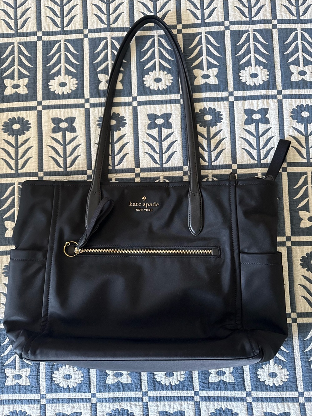 kate spade Black Nylon Tote with Front Zip Pocket